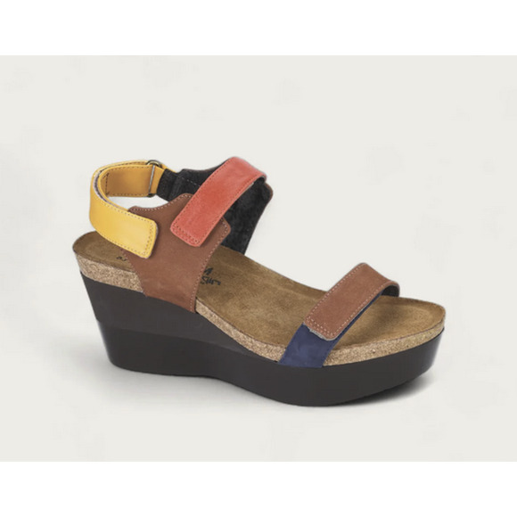 New NAOT Miracle Hawaiian Brown Orange Sunshine Wedge Sandal Womens Size 9 - Picture 9 of 11